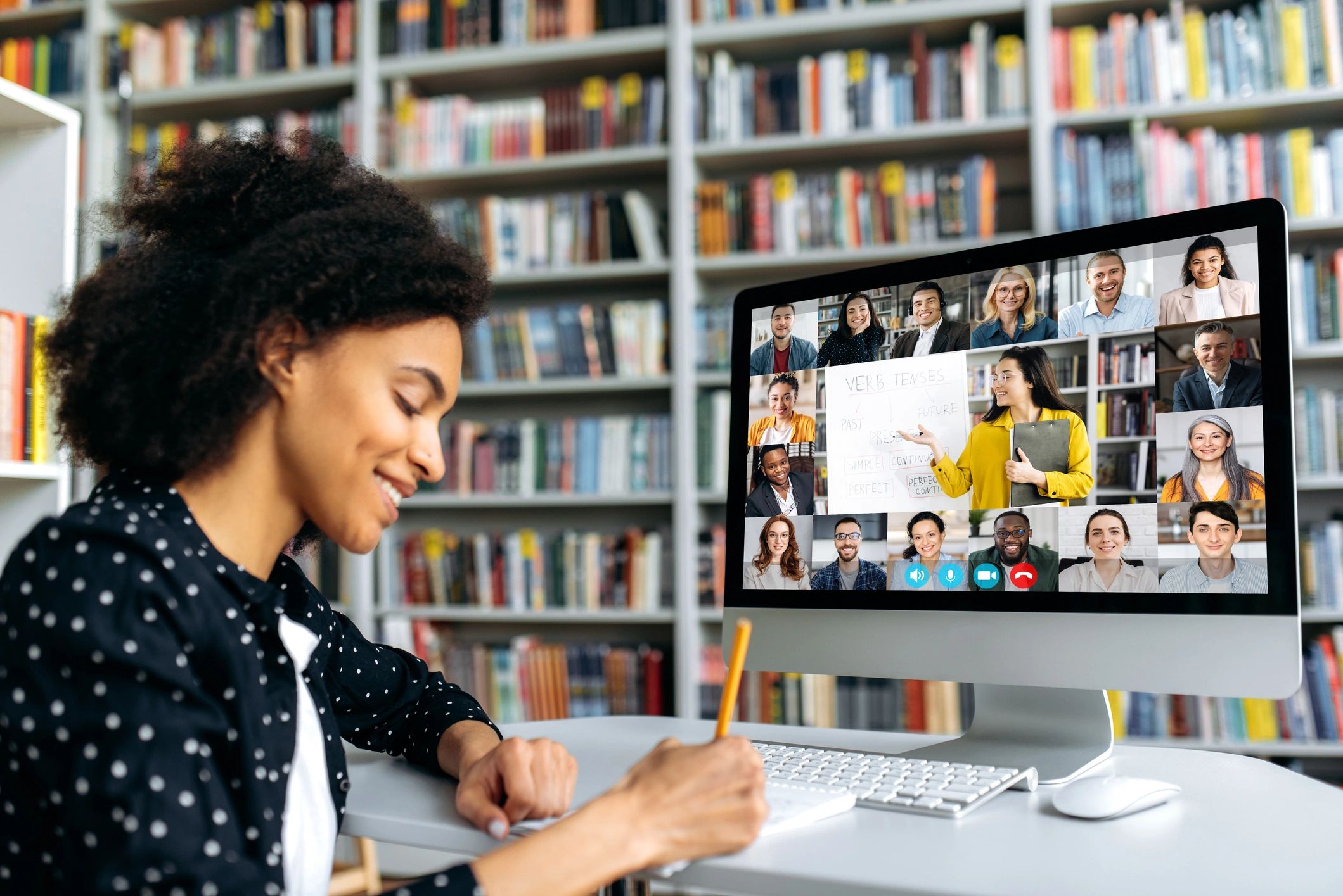 students and professionals collaborating online
